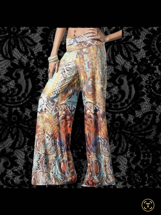 Fascination Pants - ISO Multicolor Fold Over Palazzo Pants